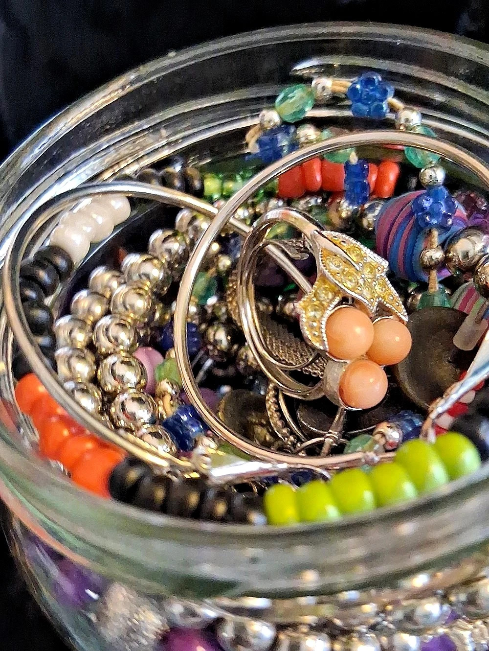 Assorted Jewelry Jar Silver & Purple